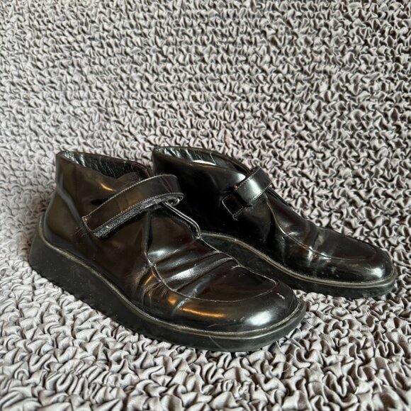 Prada Vintage Y2K Black Chunky Sole Leather Loafers / Size 38 EU - 7.5 US - Picture 1 of 6